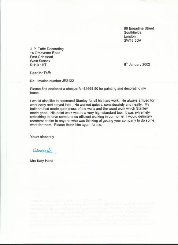 Wandsworth Painting and Decorating client